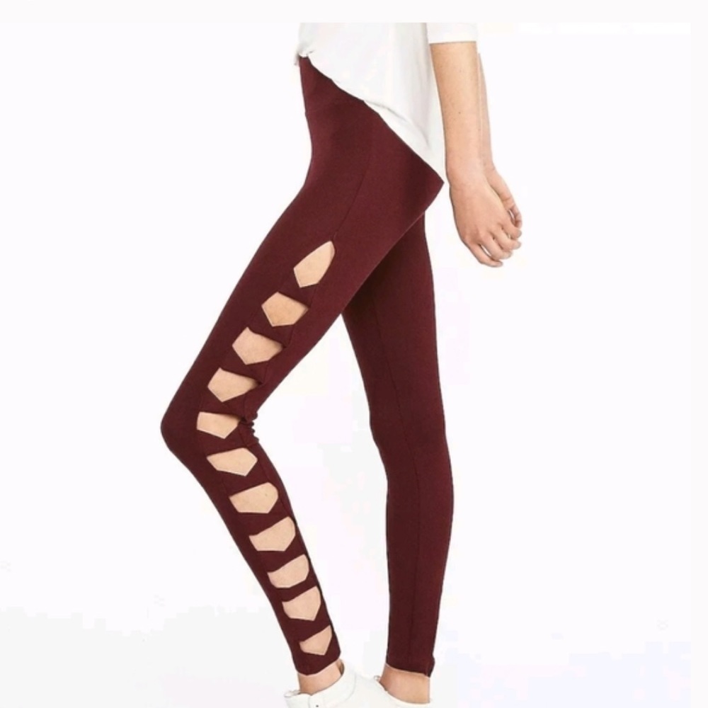 ❤️ Express Red Modal Cut-Out Side Ladder Supersoft Leggings